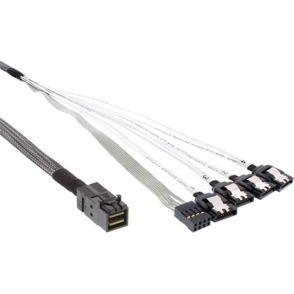 InLine® Mini SAS HD-kabel, SFF-8643 till 4x SATA + sidband, 0,5 m