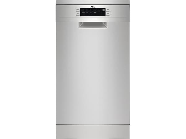 AEG FFB73527ZM, Frittstående, Slimline (45 cm), Rustfritt stål, Sort, Knapper, LED