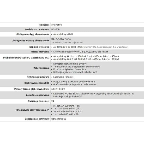 Akkulaturi EverActive NC450B Paristot x 4