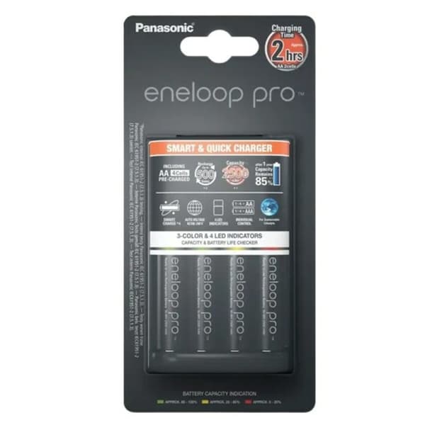 Batterioplader Panasonic K-KJ55HCD40E Batterier x 4