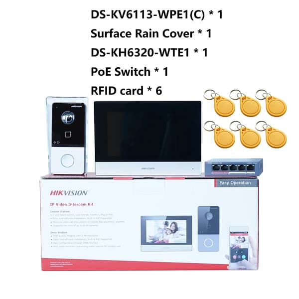 Video Intercom Kit, Håndfri Kommunikation, Farvet Touchskærm,med PoE Switch Kit
