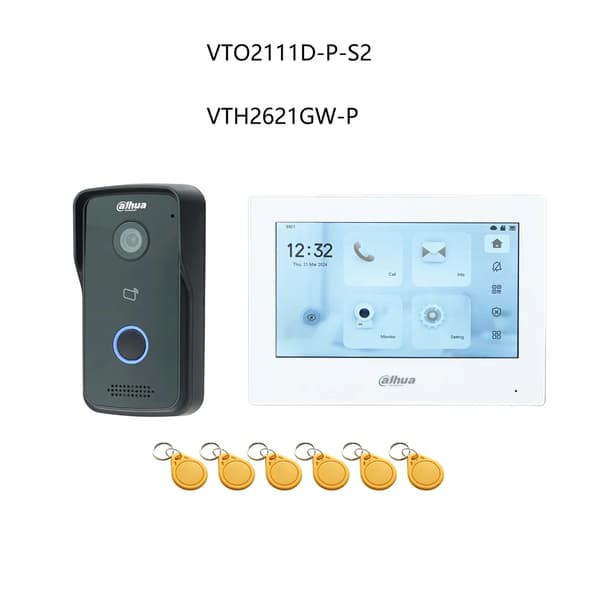 Dahua IP Video Intercom, 7-tums pekskärm, tvåvägskommunikation med ljud,1 DB 1 vit skärm