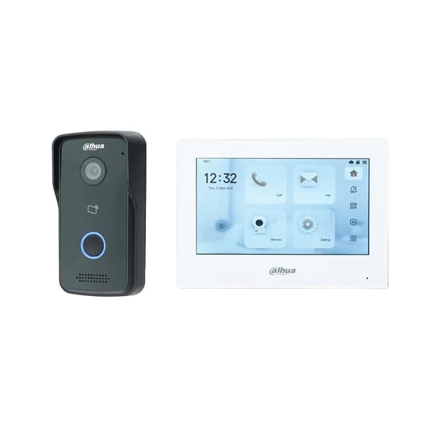 Dahua IP Video Intercom, 7-tums pekskärm, tvåvägskommunikation med ljud,1 DB 1 vit skärm