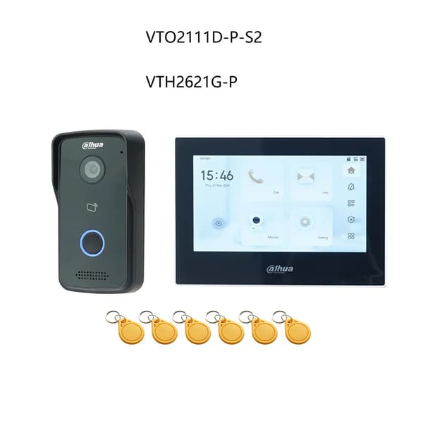 Dahua IP Video Intercom, 7-tums pekskärm, tvåvägskommunikation med ljud,1 DB 1 Svart skärm