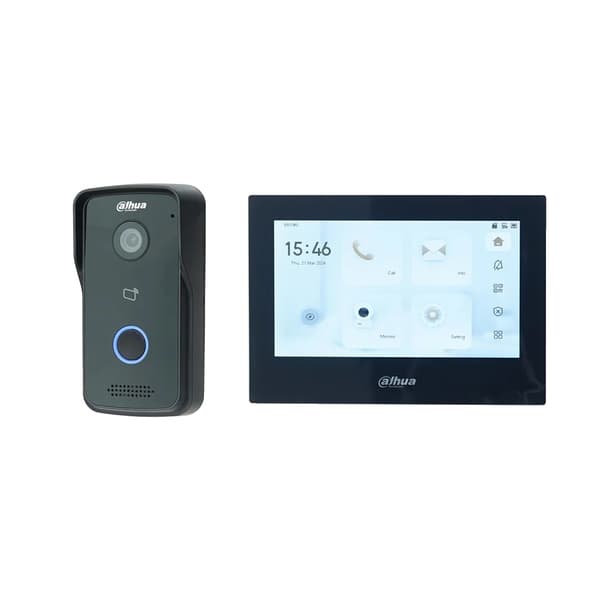Dahua IP Video Intercom, 7-tums pekskärm, tvåvägskommunikation med ljud,1 DB 1 Svart skärm