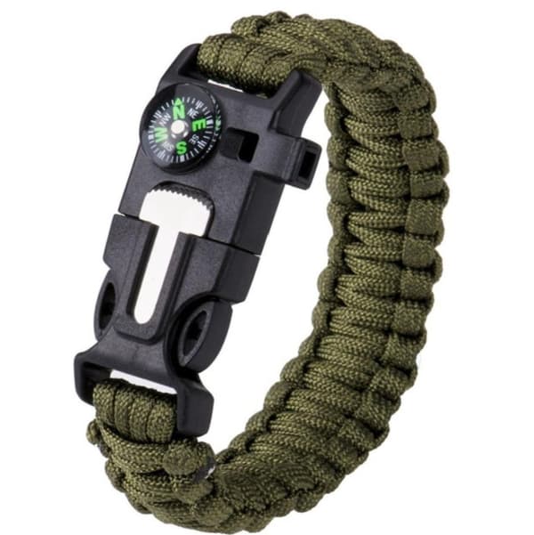 [2-PACK] Överlevnadsarmband Paracord l kompass, visselpipa, flintbrandstartare