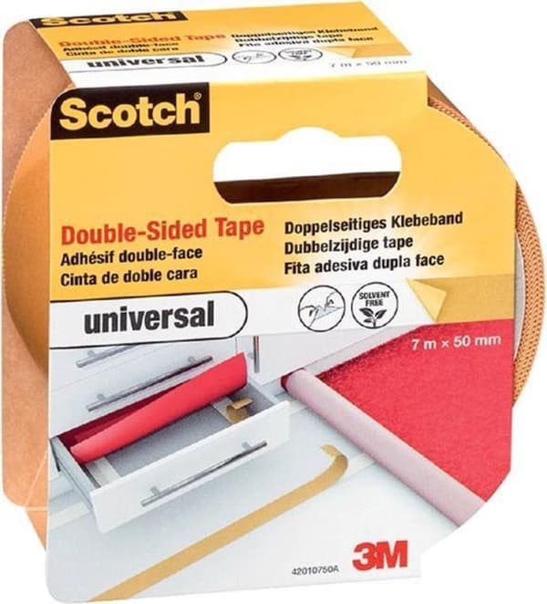 Scotch® dubbelhäftande tejp universal, 42010750, Ljusbrun, 50 mm x 7 m, 1 rulle