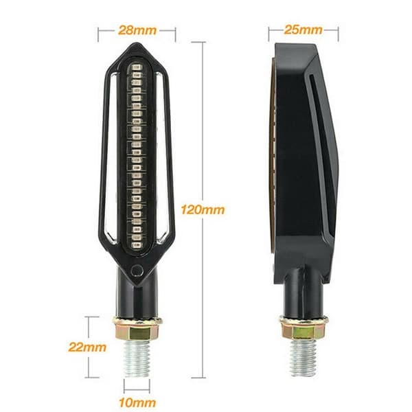 Motorsykkel blinklys LED, 2-pakning, gult lys