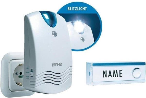 me modern-electronics FG1.2 radioklocka komplett set med namnskylt, med blinkande ljus (FG1.2)