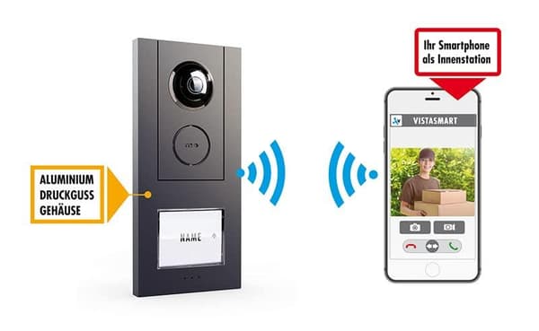 me modern-electronics VS-11 A Vistasmart video dør intercom LAN, WLAN udendørs enhed antracit (41360)