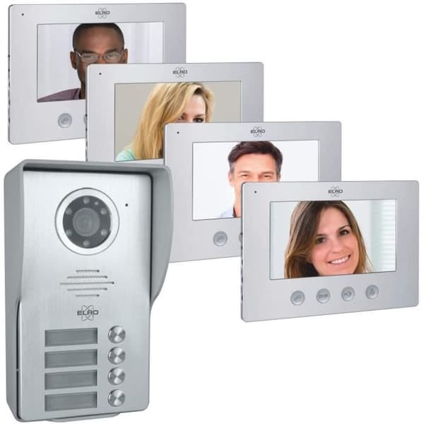 ELRO DV477W4 4-familjs videodörrintercom - 7 tum - 16 ringsignaler - Grå