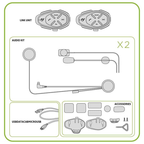 Interphone Cellularline Double Kit Intercom Link Musta