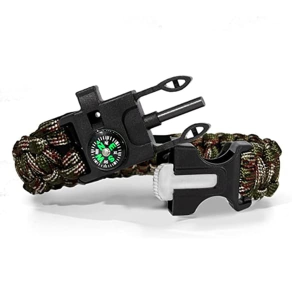 Överlevnadsarmband Paracord l Kompass , Visselpipa , Flintbrandstartare