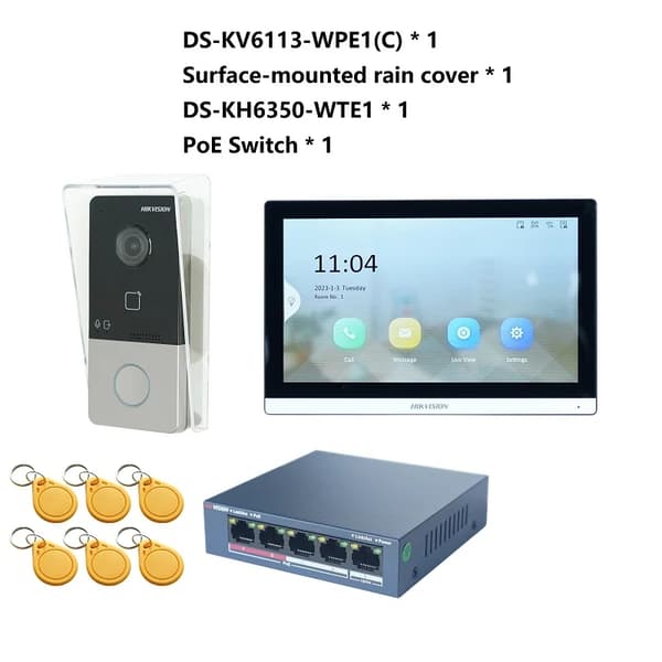 Video Intercom Kit, Understøttelse af flere sprog, Strøm over Ethernet (PoE), med PoE Switch Kit