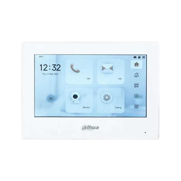 7-tommers Video Intercom Monitor, Touch Screen, Kablet Forbindelse,hvid