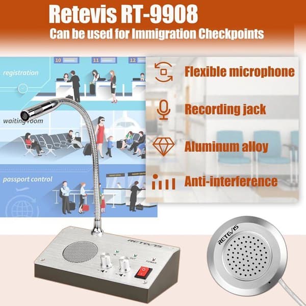 Retevis RT9908 Tvåvägs Fönster Intercom System, Kontors Intercom System, Högtalare, För Sjukhus, Bank