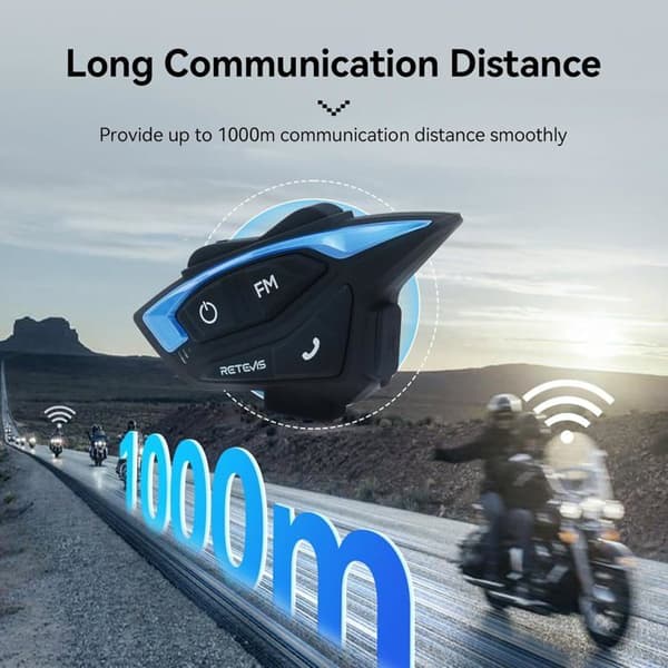 Retevis EZTalk 3A Walkie Talkie Motorcykel Headset, 5.1 Bluetooth, 3s återanslutning, 28h intercom, 1000m Talkie, FM, IP65, för cykling
