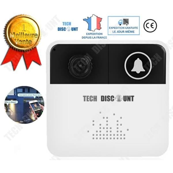 TEKNISK RABATT Trådlös videodörrtelefon - Smart dörrklocka för hemmet - Vit - Night Vision - 8-32G TF-kortlagring