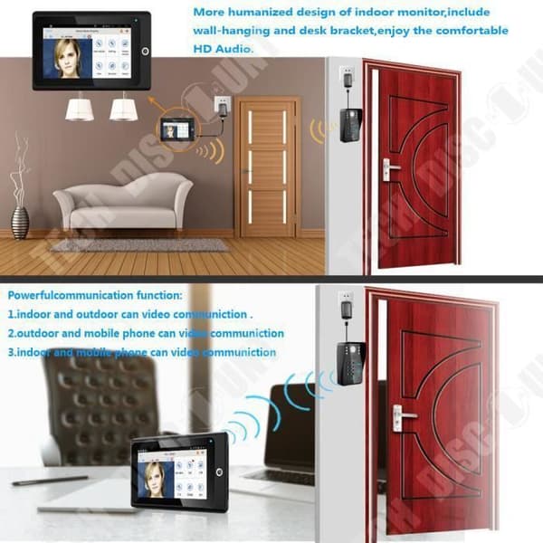 Trådlös Video Intercom - TD - 7" WiFi - RFID - Nattvision - Larm System