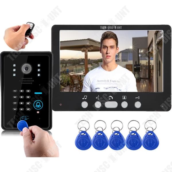 TD® Visual Intercom dörrklocka 7 tums trådbunden intercom lösenord Smartkort Fjärrkontroll Lås upp elektronisk dörrtelefon