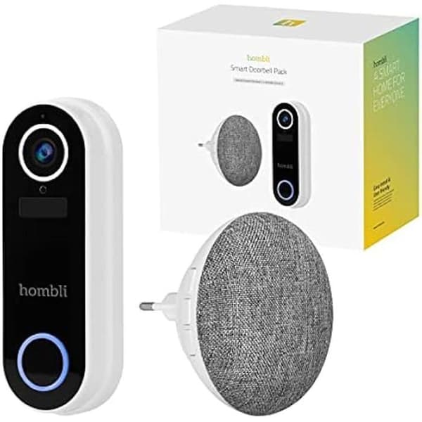 Hombli Smart Funk Dörraudio med Chime 2 med Intercom | Kamera med 140° Vinkel och HD Video 1080p | Detektion av
