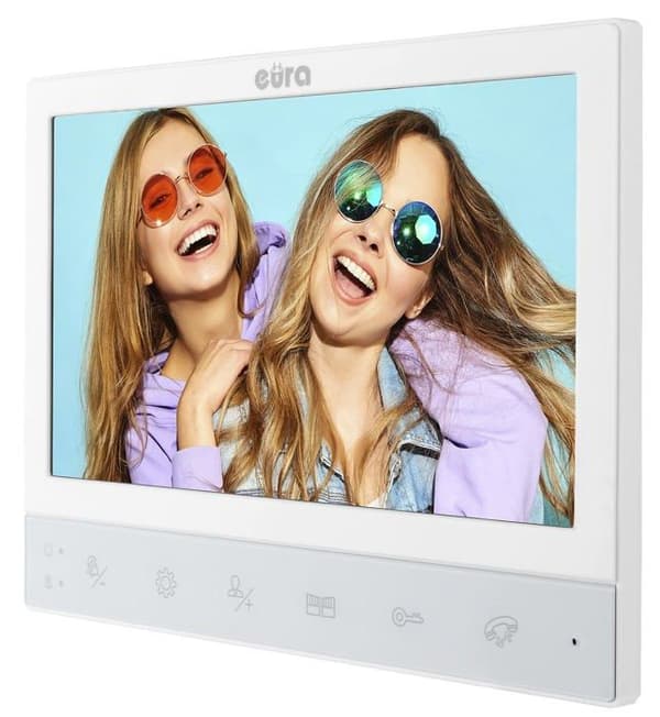 Eura - VDP-80C5 - 4-tråds videointercom 2 x 7 tum färgskärm 2 ingångar FHD RFID-kryptering 1080p Wiess