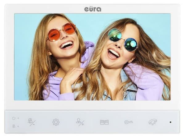 Eura - VDP-80C5 - 4-tråds videointercom 2 x 7 tum färgskärm 2 ingångar FHD RFID-kryptering 1080p Wiess