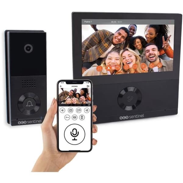 Kablet videointercom - SCS SENTINEL - VisioWifi - Nattesyn - Sort