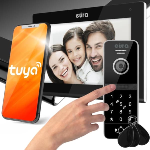VIDEO INTERCOM EURA VDP-97C5 sort, lcd 7", wi-fi, nærhedslæser, Tuya