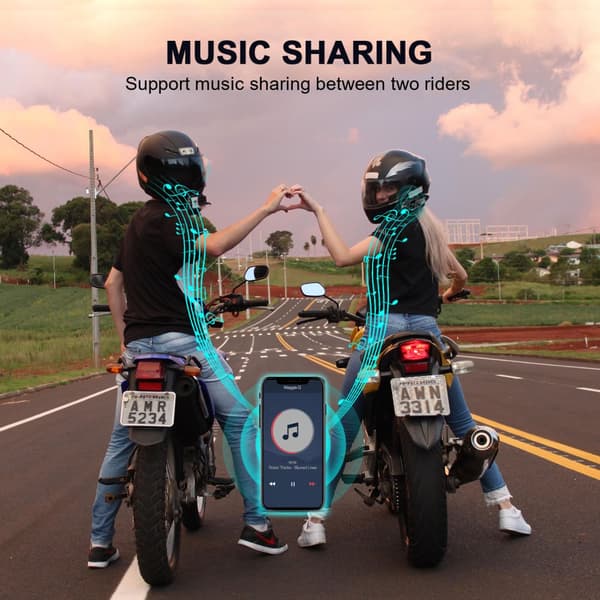 Motorcykel Intercom Bluetooth Headset, 8 Ryttere Kommunikation, Musik Deling