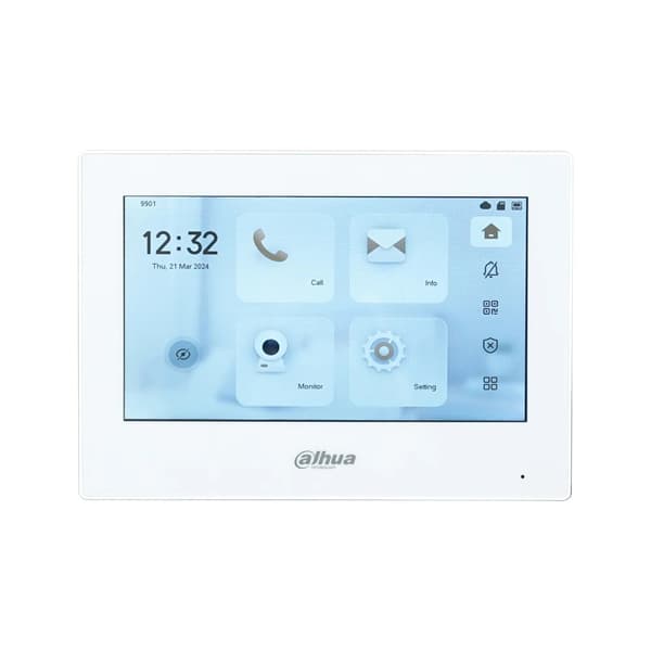 7-tommers Video Intercom Monitor, Touch Screen, Kablet Forbindelse,hvid