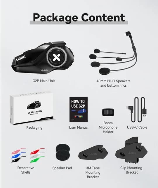 Motorcykel Intercom, Handsfree Kommunikation, Op til 6 Ryttere Forbindelse, G2P-1PC