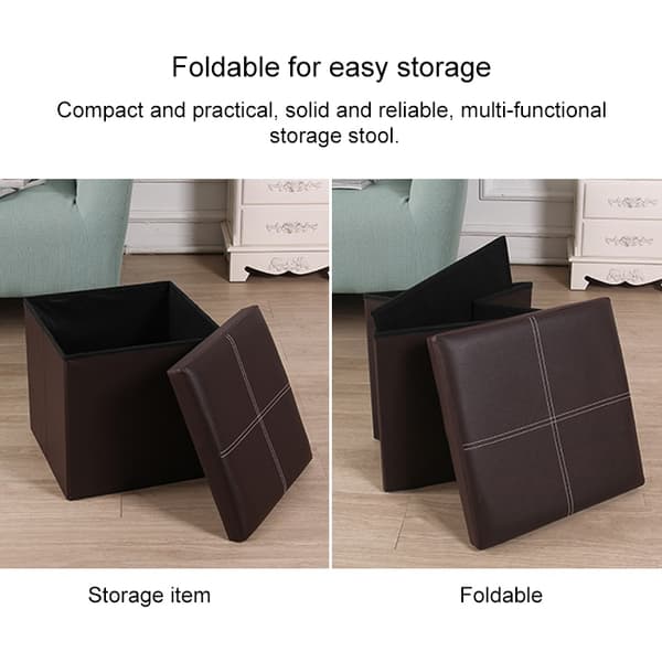 Sittpuff / Fotpall med smart förvaring i imitationsläder 30cm