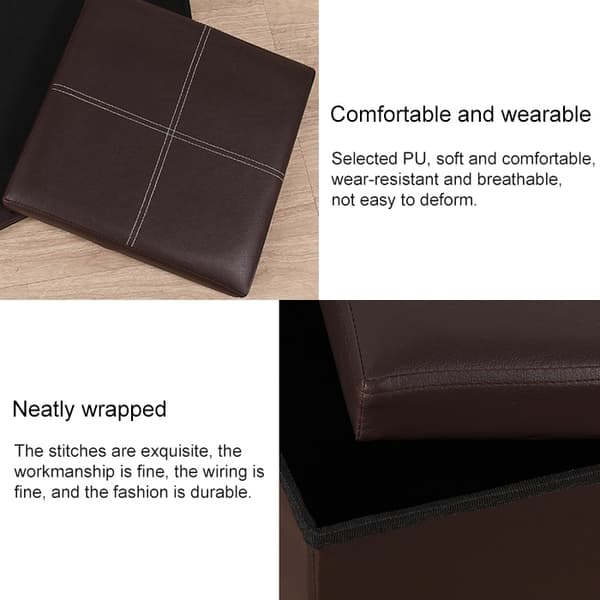 Sittpuff / Fotpall med smart förvaring i imitationsläder 30cm