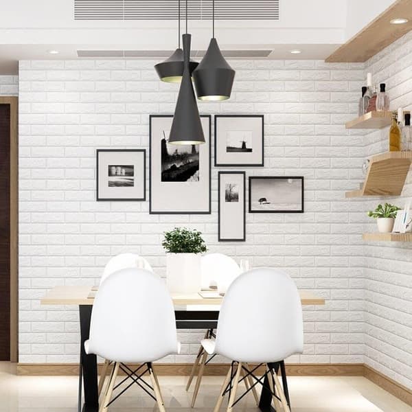 Vægdekal/Wallsticker Tegl 70 x 77 cm Hvid Pakke med