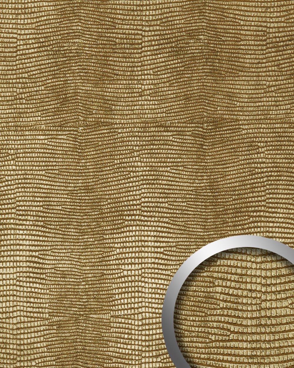 Väggpanel självhäftande WallFace LEATHER 13478-SA leguanläder utseende texturerad glansigt guld 2,6 m2