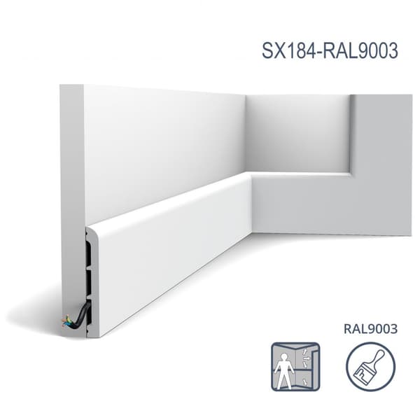 Jalkalistat Orac Decor AXXENT SX184-RAL9003-box 1 laatikko kanssa 20 listat 40 m