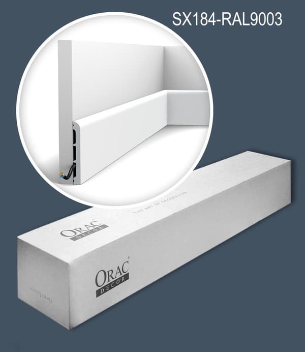 Jalkalistat Orac Decor AXXENT SX184-RAL9003-box 1 laatikko kanssa 20 listat 40 m