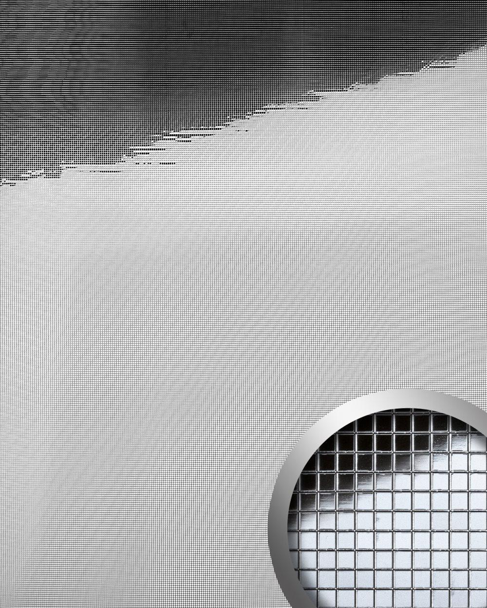 Väggpanel självhäftande WallFace M STYLE 10650-SA mosaik slät speglad silver 0,96 m2