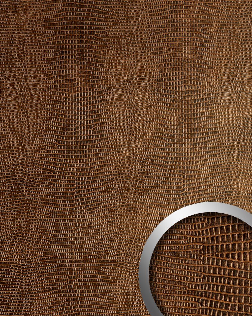 Väggpanel självhäftande WallFace LEATHER 12894-SA leguanläder utseende texturerad glansigt koppar 2,6 m2