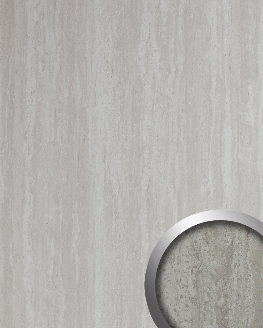 Väggpanel självhäftande WallFace DECO 19339-SA kalksten utseende slät glansigt grå 2,6 m2