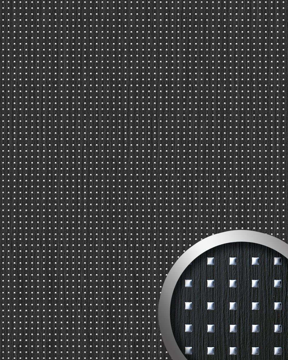 Väggpanel självhäftande WallFace PUNCH 3D 12549-SA trä utseende texturerad metalliska accenter svart 2,6 m2