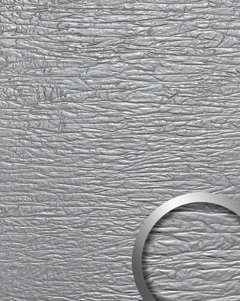 Väggpanel självhäftande WallFace STRUCTURE 19346-SA Used Look präglad glansigt silver 2,6 m2