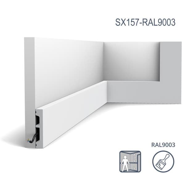 Jalkalistat Orac Decor AXXENT SX157-RAL9003-box 1 laatikko kanssa 39 listat 78 m