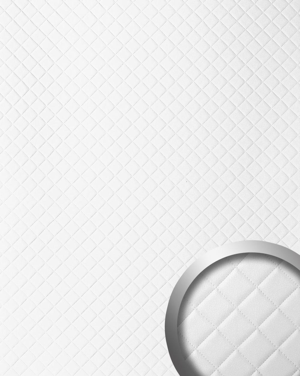 Väggpanel självhäftande WallFace LEATHER 15041-SA läder utseende vadderad matt vit 2,6 m2