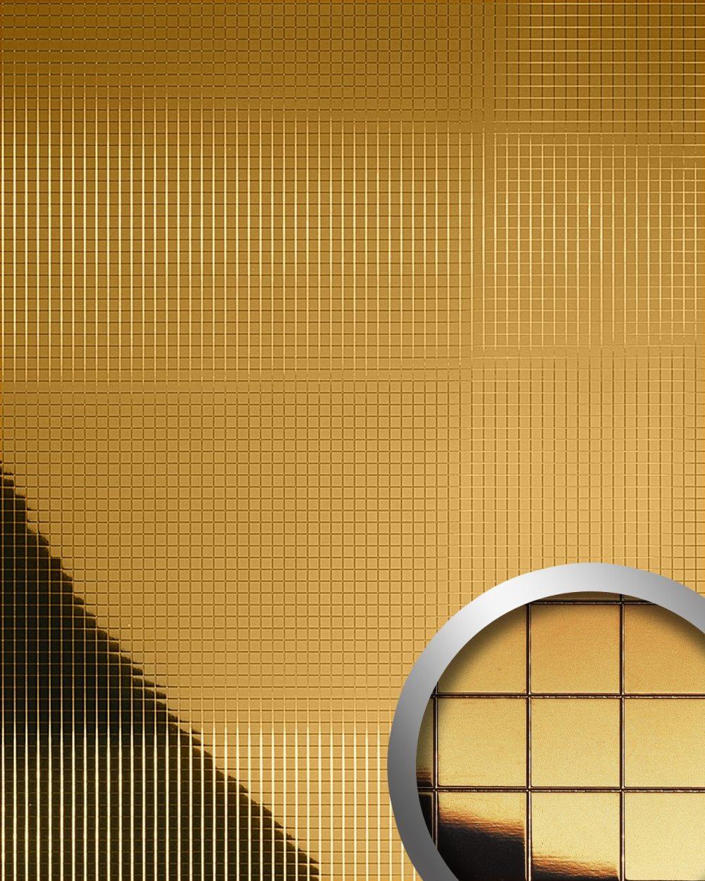 Väggpanel självhäftande WallFace M STYLE 25279-SA mosaik slät speglad guld 0,96 m2