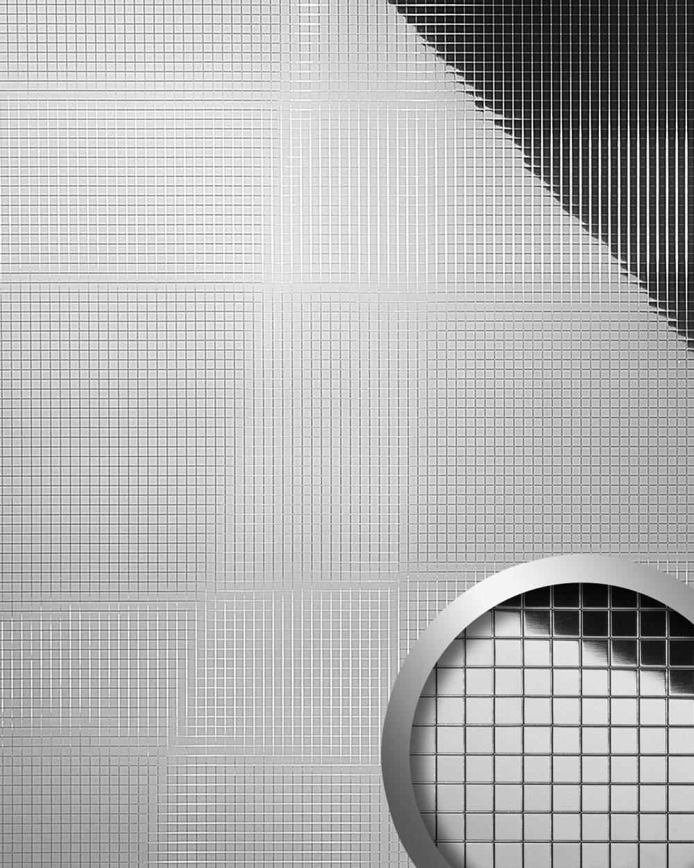 Väggpanel självhäftande WallFace M STYLE 10657-SA mosaik slät speglad silver 0,96 m2