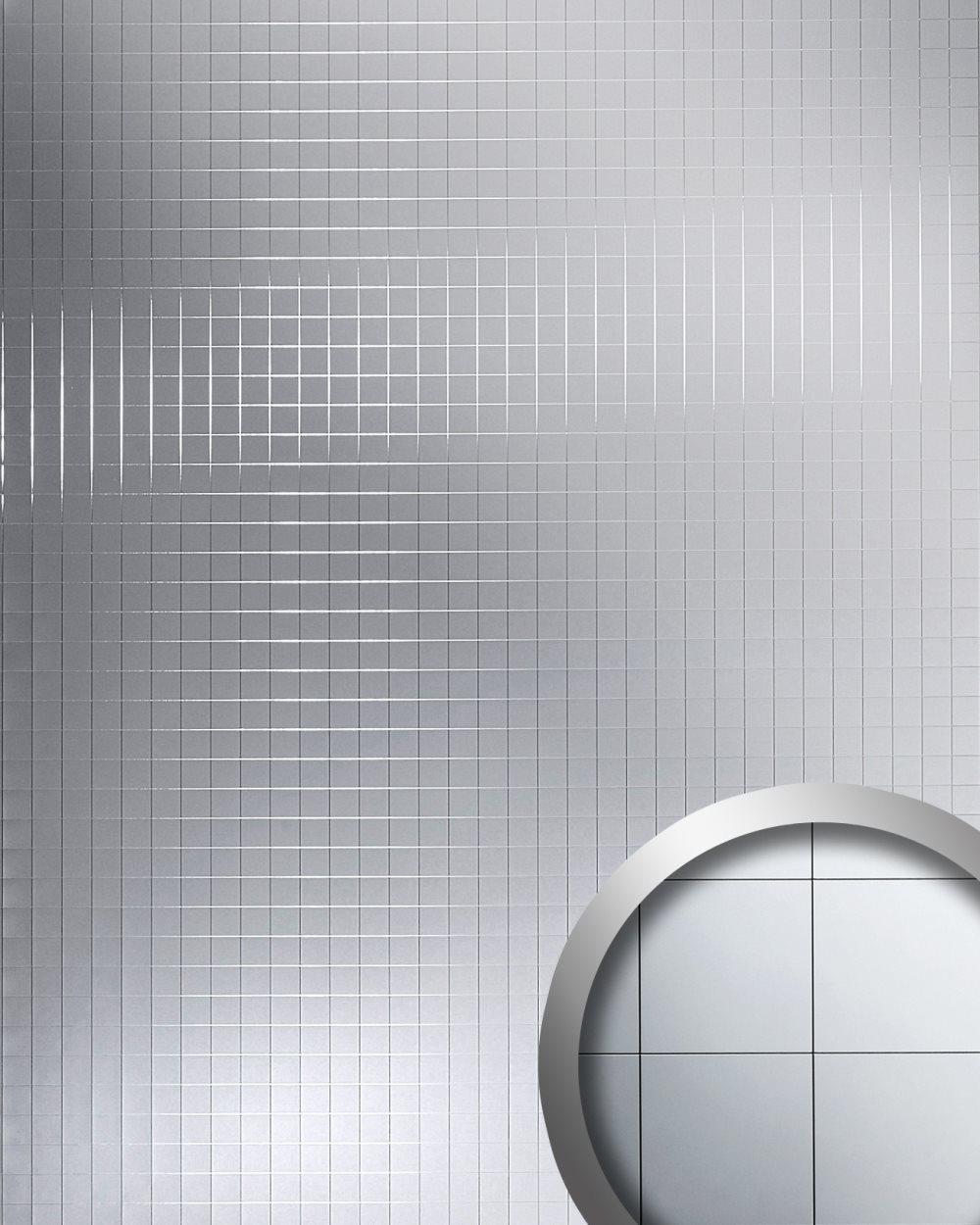Väggpanel självhäftande WallFace M STYLE 14279-SA mosaik slät speglad silver 2,6 m2