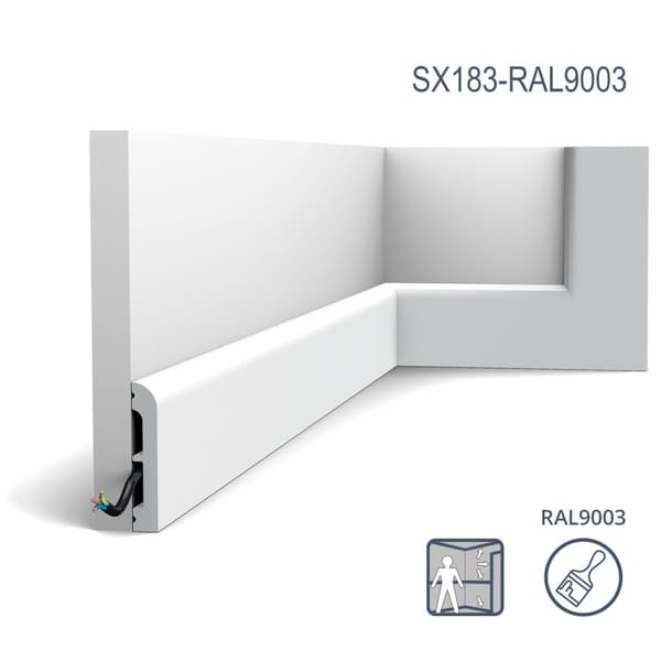 Jalkalistat Orac Decor AXXENT SX183-RAL9003-box 1 laatikko kanssa 34 listat 68 m