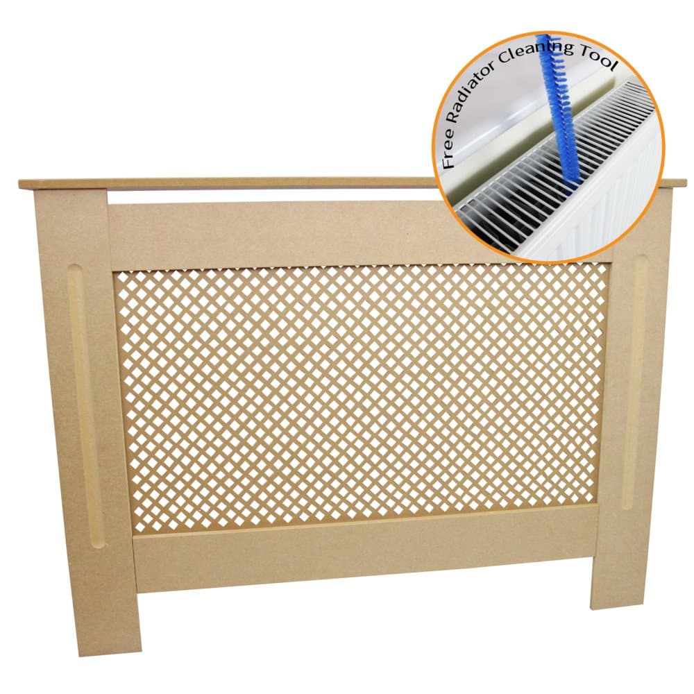 Elementskydd MDF Ofärgad Redo Att Måla 111,5 cm L x 82 cm H x 18,8 cm B Möbler Element Radiator Radiatorskydd Obehandlat Elementskydd Beige Hylla
